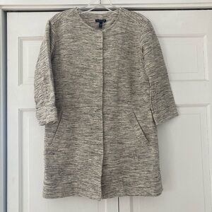 Eileen Fisher | Black and Cream Textured Cotton Coat